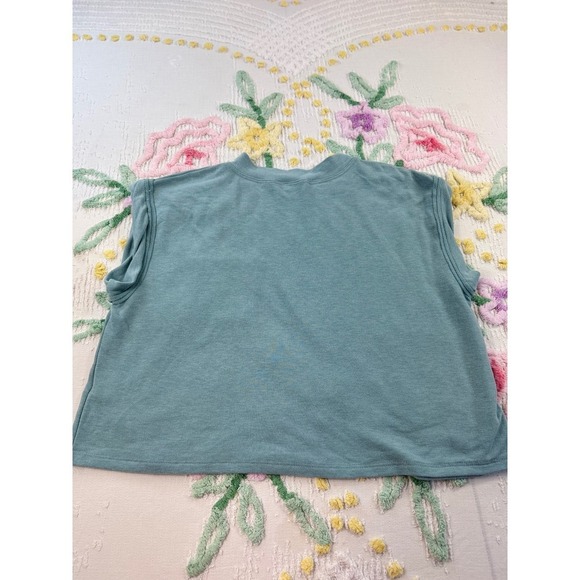 Ces Femme Cropped Muscle Tee "Fake It Till You Make It" Pocket Graphic Top S - Picture 2 of 8